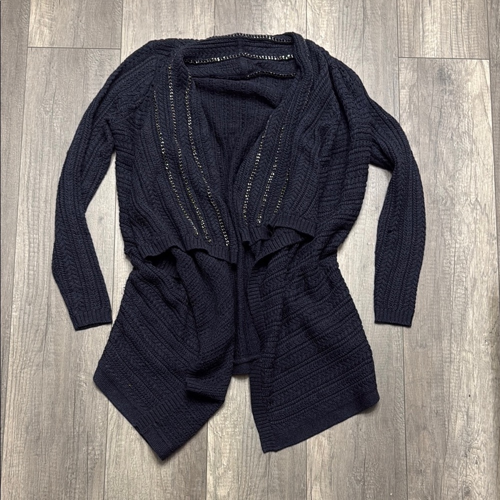 Haute Hippie Navy Chain Cardigan Sweater